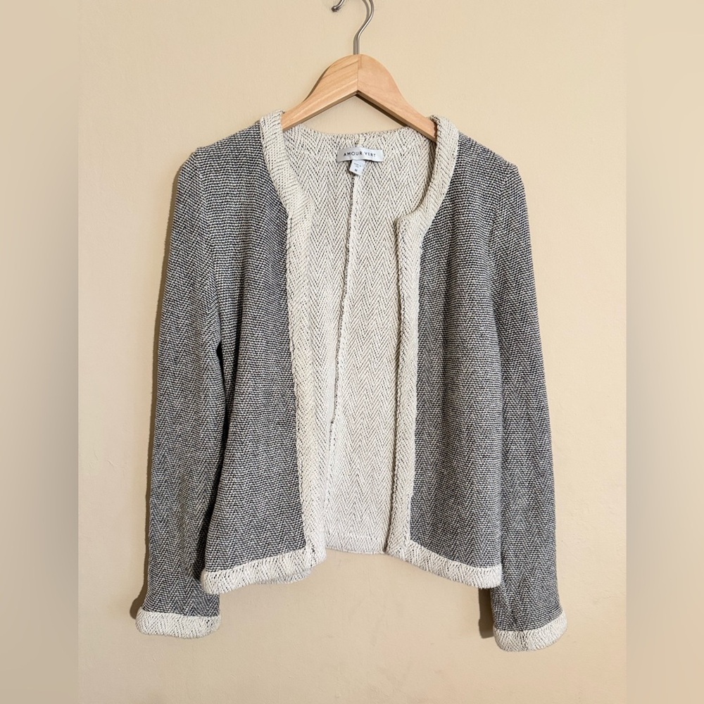 Amour Vert  100% organic cotton knit black and cream sweater cardigan